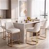 Ya-Home Set di 4 Sgabelli da Bar Sgabelli Cucina in Velluto Sgabelli Alti Moderni con Schienale Sedie da Bar con Struttura in Metallo Dorato per Cucina Penisola, Bianco