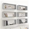 Generico Mensole Cubo Muro 6 pz Grigio Sonoma 60x15x23 cm in Multistrato,Scaffalature,Scaffali e mensole per pareti-815929