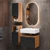 Planetmöbel Astra - Mobile da bagno, sotto lavabo, 60 cm, con 2 armadi midi, dorato/rovere antracite