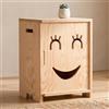 smartwood Comodino per Bambini, Legno di pino FSC, 46x33x30 cm, KAPI 3L | 3 sorrisi, Montessori, porta scorrevole sinistra, senza cerniere, contenitore, bordi arrotondati, montaggio facile