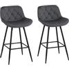 EUGAD Sgabelli Cucina Set di 2, con Schienale, Velluto, Grigio Scuro | Sgabelli Bar con Poggiapiedi, Alto 67 cm Imbottito, Sedia per Bistrot, Pub, Sala da Pranzo, Gambe in Metallo