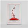 OPEN HEART Vesuvio in Ceramica Rossa con Cuori e Frase Romantica, Cornice in Legno Bianco, 15x22x4 cm