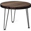 LAMO Manufaktur Tavolino rotondo da salotto 50 cm | Piccolo tavolo per camera da letto, tavolino da caffè in legno | Spessore: 40mm, Colore: ebano, Gambe: nere, Altezza: 35 cm