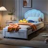 CXHLXYR Letto matrimoniale con cassetti,letto 90x200 con rete letto imbottito matrimoniale con ripostiglio e stazione di ricarica USB,letti imbottiti 90x200cm con cassetti beige (bianco,90x200）
