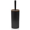 Inbagno Portascopino WC, in plastica Nero, con dettagli effetto legno, serie Blob