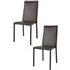 t m c s Tommychairs - Set 2 sedie impilabili modello Julia per cucina bar e sala da pranzo, robusta struttura in acciaio imbottita e rivestita in finta pelle colore moka