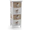 Gicos Mobile cassettiera in legno bianco marrone 4 cassetti decorato cuore 26 * 32 * 80 cm shabby chic EDT-793387
