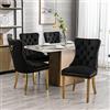 FINTHOMING Sedie Cucina Set da 4, Set da 4 Sedie sala da Pranzo con Schienale Alto in Velluto, Sedia Imbottita Morbida con Gambe in Acciaio Inossidabile Dorato, decorazione con borchie, portata massima 130 kg