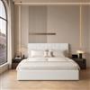 FOERPL Letto Matrimoniale 140x190 con Contenitore, Letto Contenitore con Usb Letti Imbottito 140x190 con ContenitoreIdraulico Struttura Letti Matrimoniale con doghe in legno Beige TeddyFleece,Senza Materasso