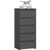AKORD | Cassettiera a 5 Cassetti | Credenza Alta | Moderna Mobiletto per Soggiorno Sala da Pranzo Camera da Letto Corridoio Bagno | Armadio Cameretta | 35x40x92 cm | Grigio grafite