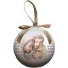 SHALOM - Pallina Natalizia con Sacra Famiglia E Preghiera. Diametro 7,5 Cm