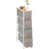 VIRSUS Cassettiera a 4 cassetti 5787, misura 20x48x75,5 cm, Struttura in Metallo, Cassetti in Tessuto e Base Superiore in Legno, Comò Mobile Organizer Portaoggetti per Camera letto, Bagno, Cameretta