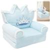 Guniata Sedia per bambini, comodo divano letto per bambini, pieghevole, poltrona lounge leggera, divano portatile per bambini di età compresa tra 1 e 4 anni (corona di gomitoli di pelliccia blu)