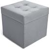 MG Design Pouf contenitore imbottito 45 × 45 cm Grigio - capacità ca. 50 L, fino a 300 kg, superficie morbida con leggero riflesso, struttura in legno massiccio, già montato e facile da pulire