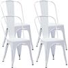 Duhome 4x Sedia da sala da pranzo in metallo ferro con schienale stile vintage impilabile design industriale 666, colore:bianco, materiale:metallo