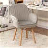 MDHP Sedia Da Scrivania Senza Ruote, Sedie Da Pranzo Girevoli In Legno Comoda Sedia Imbottita Sedia Da Ufficio, Poltrone Di Velluto per Scrivania Vanity(41x41x87cm(16x16x34in), Grey 1)