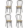 Tomaino - Sedia da Cucina In Ferro con Seduta in Paglia - Set di Sedie da Pranzo Vienna Per Ristorante, Bar, Osteria, Trattoria Modello Thonet, Bistrot (4, Nero)