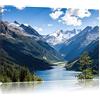 Pixxprint InstyleArt Lago in montagna Stampa su tela 120x80 cm artistica murale