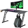 Aufun Tavolo da gioco Bureau Gaming Table Gaming, 140 x 60 cm, scrivania da gioco, gancio per cuffie e porta bevande, stabile scrivania per computer, tavolo da lavoro (Tye B senza LED)