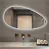 Xxbbyubo Specchio da Bagno LED 90x120cm Irregolare, Specchio Vanity Dimmerabile senza Cornice, Asimmetrico Specchio da Parete con Antiappannamento con Interruttore Tattile(100cm)