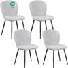 WAFTING Set di 4 Sedie da Pranzo, Sedia a Forma di Conchiglia in Ciniglia, Grigio