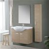 Inbagno Mobile Bagno sospeso 85 cm Rovere Dolomite, Design salvaspazio con 2 Ante, arredo Bagno Completo di lavabo e Specchio