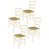 t m c s Tommychairs - Set 4 sedie modello Venice per cucina bar e sala da pranzo, robusta struttura in legno di faggio verniciata in anilina bianca e seduta in paglia