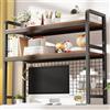 Ahtadums Libreria da scrivania a 3 ripiani, libreria multiuso in metallo da appoggio, scaffale da scrivania, scaffale per organizzare gli oggetti da ufficio, mensole da scrivania (Nero, 95cm)