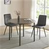 [en.casa] Tavolo Moderno da Sala Pranzo con Piano Rotondo Ø 100 cm in MDF Grigio Gambe in Acciaio Nero Postazione di Lavoro Studio