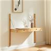 [en.casa] Scaffale da Parete con 2 Cassetti Regolabili in Altezza Mobile Espositore 85 x 85 x 36 cm per Cucina Soggiorno Camera da Letto - bambù Naturale