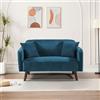 [en.casa] Divano a 2 Posti di Seduta con Rivestimento in Velluto a Corde Telaio in Legno Sofa Relax Imbottito con Braccioli Schienale e 2 Cuscini per Soggiorno Salotto - Blu