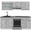 Vicco Cucina componibile R-Line, Cemento/Bianco, 200 cm, PL Antracite, adatto per l'espansione individuale con moduli aggiuntivi