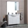Kiamami Valentina - Mobile bagno a terra 105cm 3 ante bianco quercia, specchio con pensile Rimini