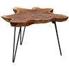 Brillibrum Design Soggiorno Tavolo Pieghevole in Teak Piano in Legno di Teak su Una Struttura in Metallo tavolino da Salotto Pieghevole Pezzo Unico Robusto Legno Unico