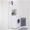 Inbagno Mobile sopra Lavatrice Alto con Ante e Ripiani a Vista, L 65 x P 26 x H 162 cm, in PVC Bianco, Ideale per lavanderie Esterne