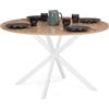 IDMarket - Tavolo da pranzo rotondo ALIX, legno e gambe a ragno bianche, 4-6 persone, 110 cm