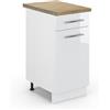 Vicco Mobiletto base per cucina Fame-Line, Bianco lucido, 40 cm, PL Rovere, per la combinazione con altri moduli della serie Fame-Line