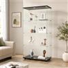 BLSYHDH Vetrina in Vetro 164 cm, Armadio Con 2 Ante 4 Ripiani Trasparente per Collezione, Mobile Soggiorno Bar (4 Piani 2 Porte, Nero)