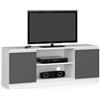 AKORD | Mobile per TV in Legno K 140 | Mobiletto Porta Televisione Soggiorno | un ripiano aperto | 2 Ripiani con Ante a Sinistra e a Destra | 55 x 140 x 40 cm | Peso 40kg | Bianco | Grigio grafite