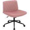 WOLTU Sedia da Ufficio senza Braccioli con Ruote, Sedia da Scrivania a Gambe Incrociate Poltrona da Ufficio Regolabile in Altezza, Sedia Girevole Imbottita Ergonomica, Velluto, Rosa BS160rs