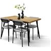 PAZZO DESIGN Set Da Pranzo Gemma Con Tavolo E 4 Sedie, Rovere Rustico, Gambe Nere, Tavolo Da Cucina, Sala Da Pranzo, Sedie Grigie, Sedie Cucina 120 x 78 x 75 cm - id_2204