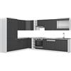 Vicco Cucina angolare completa Fame-Line, Oro-antracite rustico/Bianco, 347 x 257 cm senza piano di lavoro, adatto per una progettazione flessibile della cucina ed espansione modulare