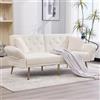 Soweiz Divano letto multifunzionale per due persone con schienale regolabile, due porte USB, porta cellulare, tasca laterale, gambe in metallo, 173 x 78 x 78 cm (beige)