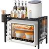 LANTUS Mensola Microonde Estensibile con Ganci, Supporto Allungabile per microonde, Scaffale da Cucina Organizzatore,42-68 * 36 * 46 cm + Nero