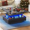 YITAHOME Tavolino Salotto Sollevabile Moderno con LED, 4 in 1 Tavolo Trasformabile in Tavolino con due Cassetti, Tavolo Soggiorno Allungabile Adatto per Soggiorno e Feste a Tavolo da Pranzo