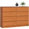 AKORD Cassettiera K 140 cm 8 (2 x 4) Cassetti | Moderna Mobiletto per Soggiorno Sala da Pranzo Camera da Letto | Armadio Cameretta | 138 x 99 x 40 cm | Peso 72kg | Ontano
