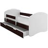 ACMA II Letto Junior 160x80 cm Wenge con Materasso e Rete a Doghe - Letto per Bambini con Sponde di Sicurezza, Portata fino a 120 kg, Variante con Cassetto