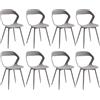 JZGORC Set di 8 Sedie da Pranzo Moderno, Sedie da Cucina, con Gambe in Metallo Sedia e Grande Design Dello Schienale Cavo, Adatto Per Soggiorno e Sala da Pranzo - Grigio + Grigio