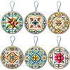 moorg Piatto Ceramica Decorato da Appendere Set da 6, Decorazioni Cucina da Appendere con Gancetto, Stile Piastrelle Siciliane Maiolica, Piatti da Parete 16x 16 cm con Retro in Sughero