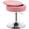 LIFEZEAL Sgabello da Bar, Sedia Rotonda Girevole, Sedile Rimovibile per Stoccaggio, Contenitore, Sedile Imbottito, Altezza Regolabile 51-66cm, Soggiorno, Ufficio, Max150 kg, Telaio in Metallo, Rosa